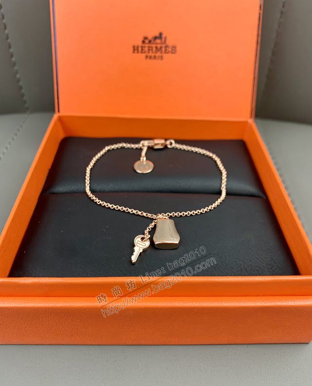 Hermes首飾品 愛馬仕Kelly Clochette鎖頭項鏈 Hermes女款手鏈  zgh1572